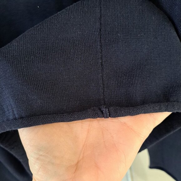 Banana Republic Women's Small Navy Blue Silk Cotton Pullover Sweater Rolled Rem - Picture 4 of 7